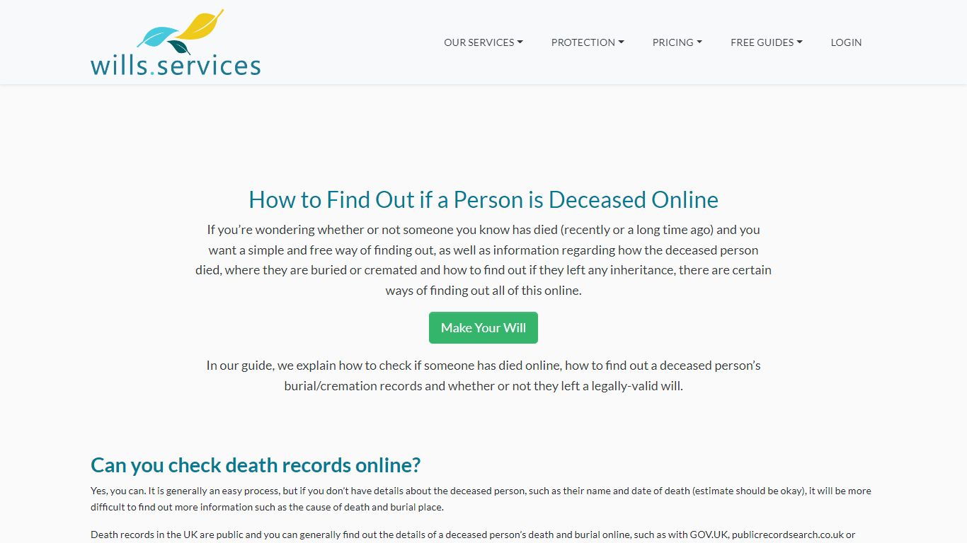 How to Find Out if a Person is Deceased Online | Wills Services